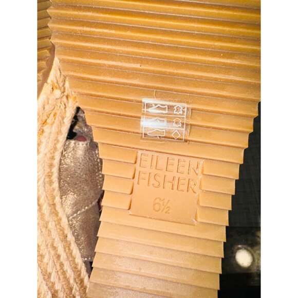Eileen Fisher Beckon Espadrille Wedge Sandal Platinum Metallic Bronze Wedge 6.5 - Picture 5 of 11